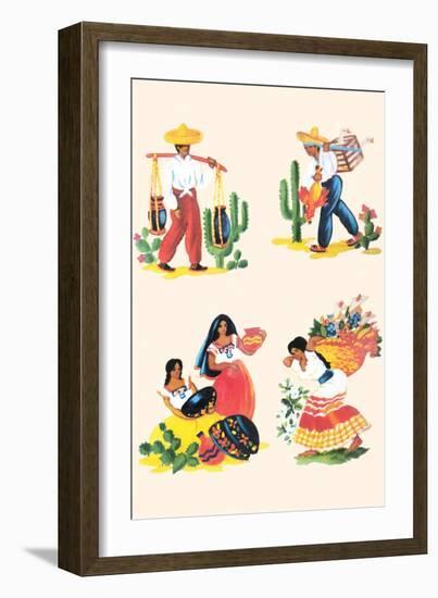 Four Scenes of Life In Mexico-null-Framed Art Print