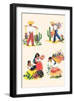 Four Scenes of Life In Mexico-null-Framed Art Print