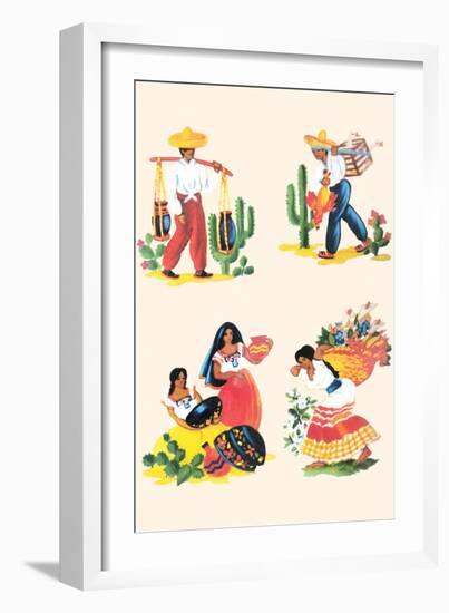 Four Scenes of Life In Mexico-null-Framed Art Print