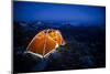 Four Season Tent Set Up with Christmas Lights in Mount Rainier National Park, Washington-Dan Holz-Mounted Photographic Print