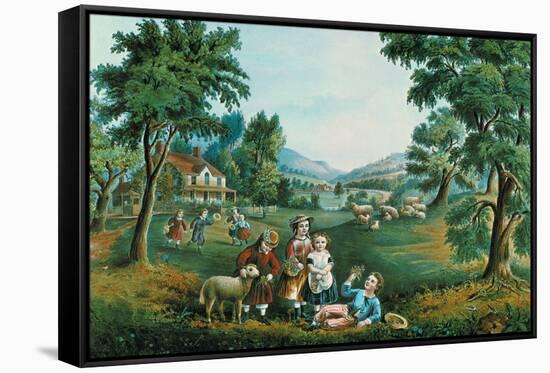 Four Seasons-Currier & Ives-Framed Stretched Canvas