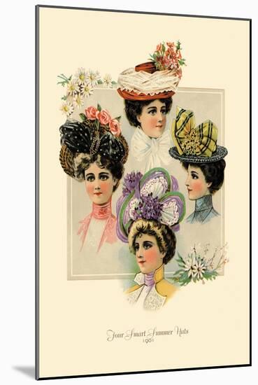 Four Smart Summer Hats-null-Mounted Art Print