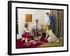 Four Smartly-Dressed Teenagers Having Cocktails around a Record Player-null-Framed Photographic Print