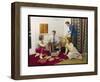 Four Smartly-Dressed Teenagers Having Cocktails around a Record Player-null-Framed Photographic Print
