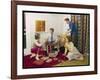 Four Smartly-Dressed Teenagers Having Cocktails around a Record Player-null-Framed Photographic Print