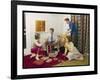 Four Smartly-Dressed Teenagers Having Cocktails around a Record Player-null-Framed Photographic Print