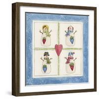 Four Snowmen with Heart Pockets-Debbie McMaster-Framed Giclee Print