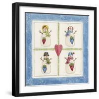 Four Snowmen with Heart Pockets-Debbie McMaster-Framed Giclee Print