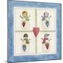 Four Snowmen with Heart Pockets-Debbie McMaster-Mounted Giclee Print