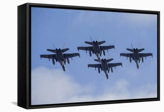 Four Spanish Air Force F-18M Hornets Fly in Formation Above Spain-Stocktrek Images-Framed Stretched Canvas