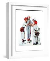 Four Sporting Boys: Baseball-Norman Rockwell-Framed Giclee Print