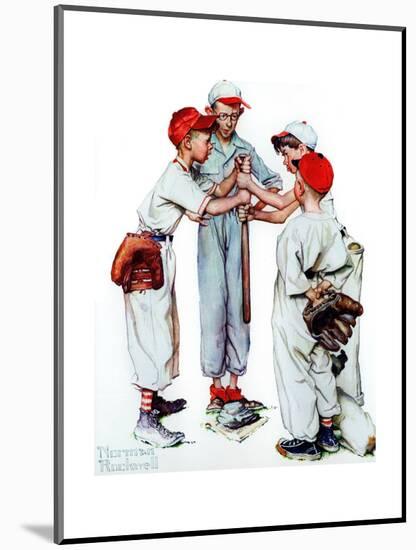 Four Sporting Boys: Baseball-Norman Rockwell-Mounted Giclee Print