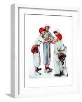 Four Sporting Boys: Baseball-Norman Rockwell-Framed Giclee Print