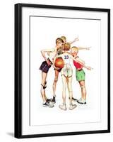 Four Sporting Boys: Basketball-Norman Rockwell-Framed Premium Giclee Print