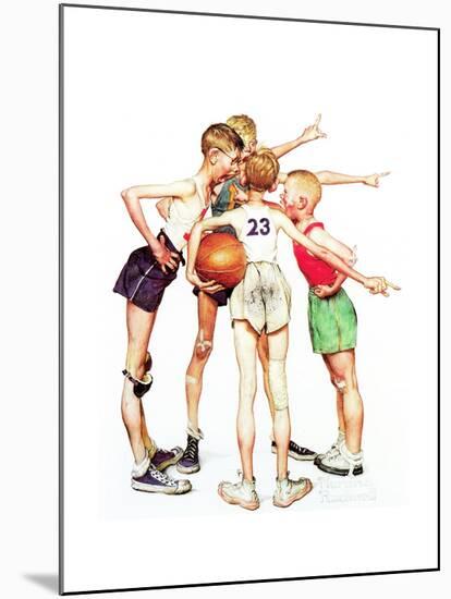 Four Sporting Boys: Basketball-Norman Rockwell-Mounted Premium Giclee Print