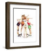 Four Sporting Boys: Basketball-Norman Rockwell-Framed Giclee Print