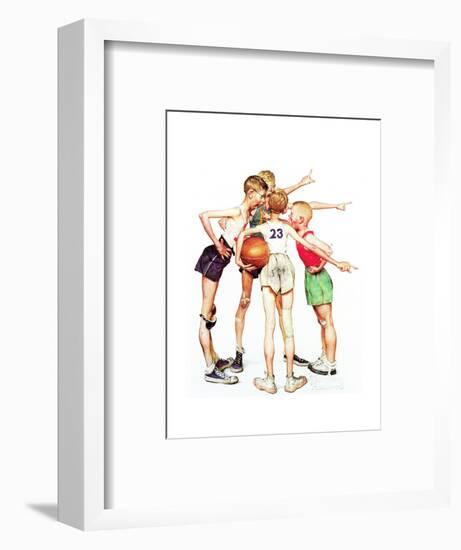 Four Sporting Boys: Basketball-Norman Rockwell-Framed Giclee Print