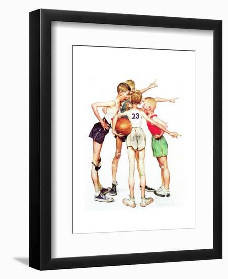 Four Sporting Boys: Basketball-Norman Rockwell-Framed Giclee Print