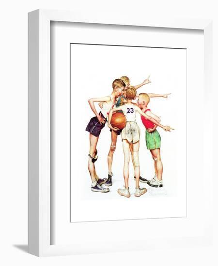 Four Sporting Boys: Basketball-Norman Rockwell-Framed Giclee Print