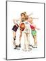 Four Sporting Boys: Basketball-Norman Rockwell-Mounted Giclee Print