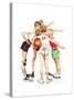 Four Sporting Boys: Basketball-Norman Rockwell-Stretched Canvas