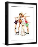 Four Sporting Boys: Basketball-Norman Rockwell-Framed Giclee Print