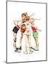 Four Sporting Boys: Basketball-Norman Rockwell-Mounted Giclee Print