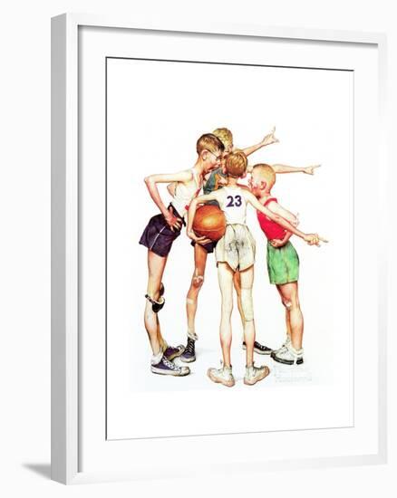 Four Sporting Boys: Basketball-Norman Rockwell-Framed Giclee Print