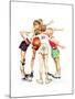 Four Sporting Boys: Basketball-Norman Rockwell-Mounted Giclee Print