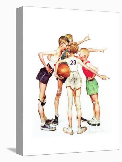 Four Sporting Boys: Basketball-Norman Rockwell-Stretched Canvas