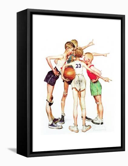 Four Sporting Boys: Basketball-Norman Rockwell-Framed Stretched Canvas