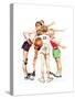 Four Sporting Boys: Basketball-Norman Rockwell-Stretched Canvas