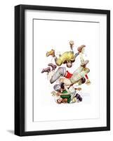 Four Sporting Boys: Football-Norman Rockwell-Framed Premium Giclee Print