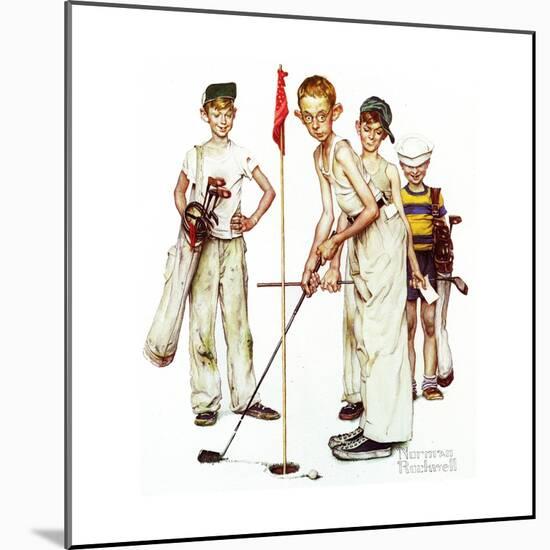 Four Sporting Boys: Golf-Norman Rockwell-Mounted Premium Giclee Print