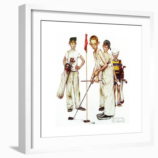 Four Sporting Boys: Golf-Norman Rockwell-Framed Giclee Print