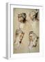 'Four Studies of a Young Woman's Head', 1716-1717-Jean Antoine Watteau-Framed Giclee Print