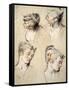 Four Studies of a Young Woman's Head-Antoine Watteau-Framed Stretched Canvas