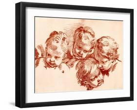 Four Studies of Children Heads-Francois Boucher-Framed Giclee Print