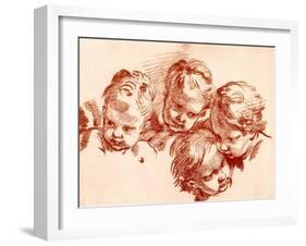 Four Studies of Children Heads-Francois Boucher-Framed Giclee Print