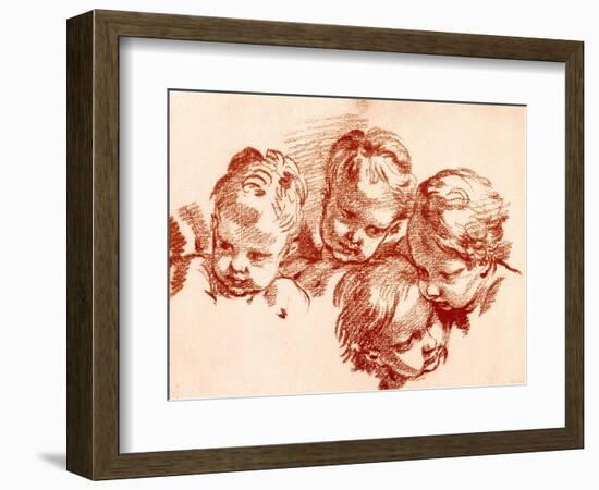 Four Studies of Children Heads-Francois Boucher-Framed Giclee Print