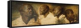 Four Studies of Male Head, C.1617-1620-Peter Paul Rubens-Framed Stretched Canvas