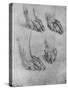 'Four Studies of the Paws of a Dog or Wolf', c1480 (1945)-Leonardo Da Vinci-Stretched Canvas