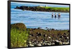 Four Swimmers on Long Island Beach Photo Poster Print-null-Framed Poster