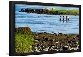 Four Swimmers on Long Island Beach Photo Poster Print-null-Framed Poster