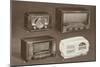 Four Table-Top Radios-null-Mounted Art Print