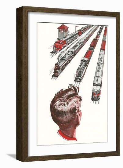 Four Trains at the Station-null-Framed Art Print