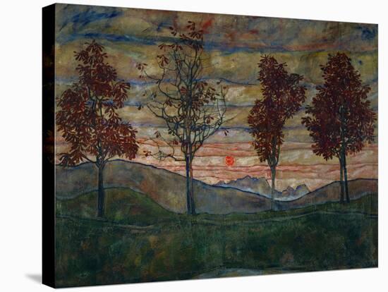 Four Trees, 1917-Egon Schiele-Stretched Canvas