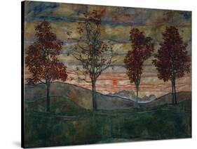 Four Trees, 1917-Egon Schiele-Stretched Canvas