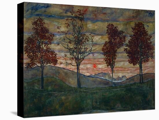 Four Trees, 1917-Egon Schiele-Stretched Canvas