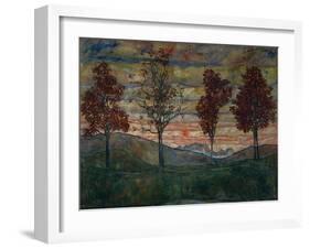 Four Trees, 1917-Egon Schiele-Framed Giclee Print